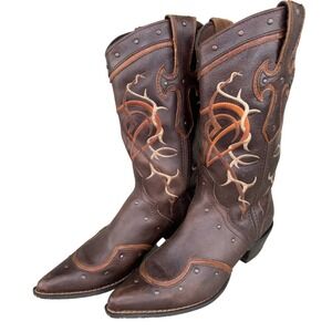 Durango Crush RD4151 Western Boots Womens 8.5 Brown‎ Leather Embroidered Cross